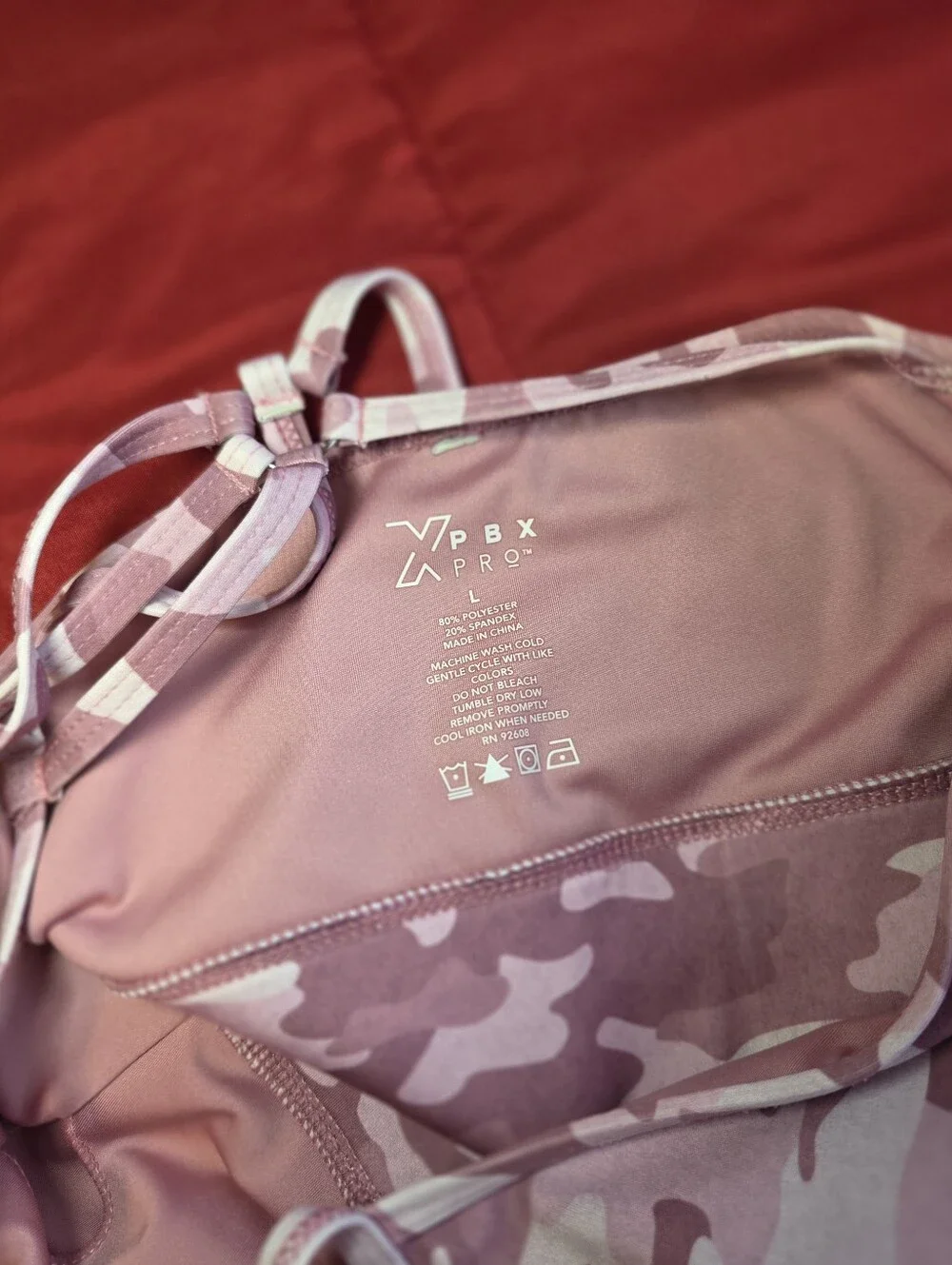 Pbx Pro Pink Camo Strappy Back Sports Bra - Women's Size L